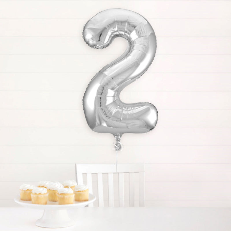 Giant Foil Number Balloon 34" Silver