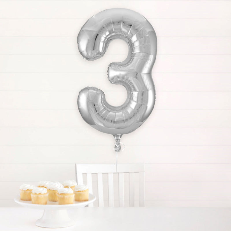 Giant Foil Number Balloon 34" Silver
