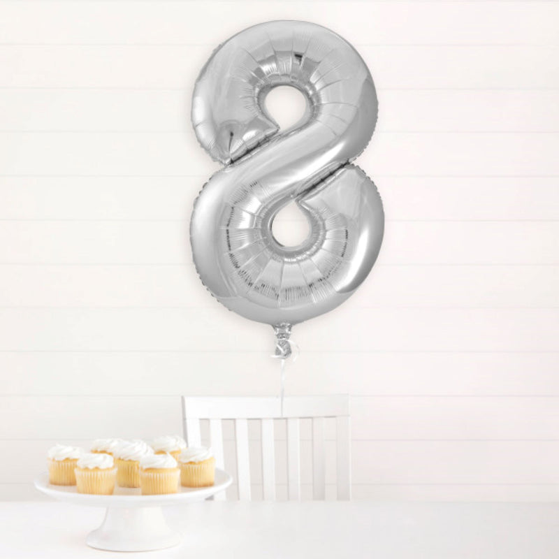 Giant Foil Number Balloon 34" Silver