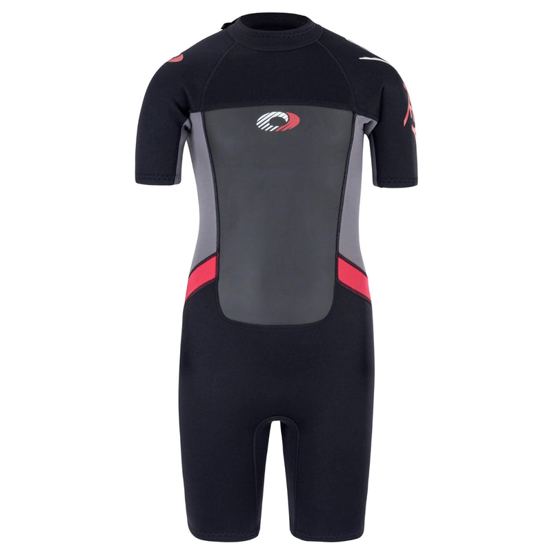 Kids Short Wet Suit Red Black Grey 3mm