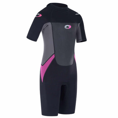 Osprey Girls Short Wetsuit 3mm Black Grey and Pink