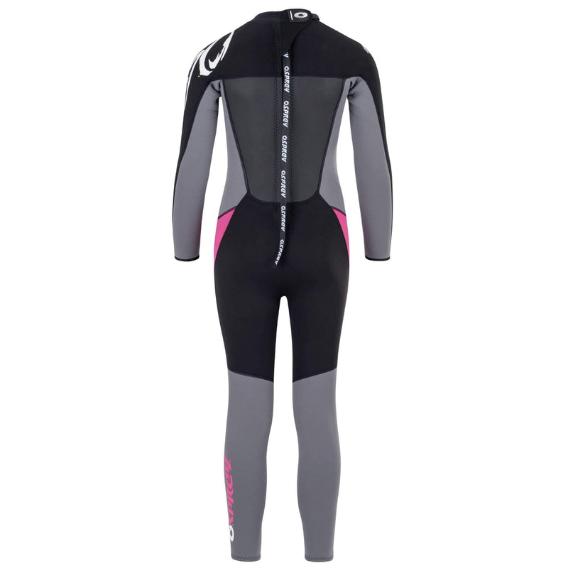 Osprey Long Girls Childrens Wetsuit 3mm Pink and Grey