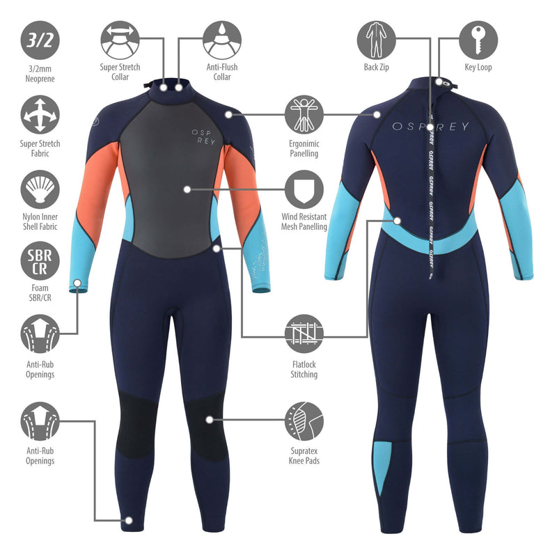 Wetsuits for Women Long and Short Osprey 3mm