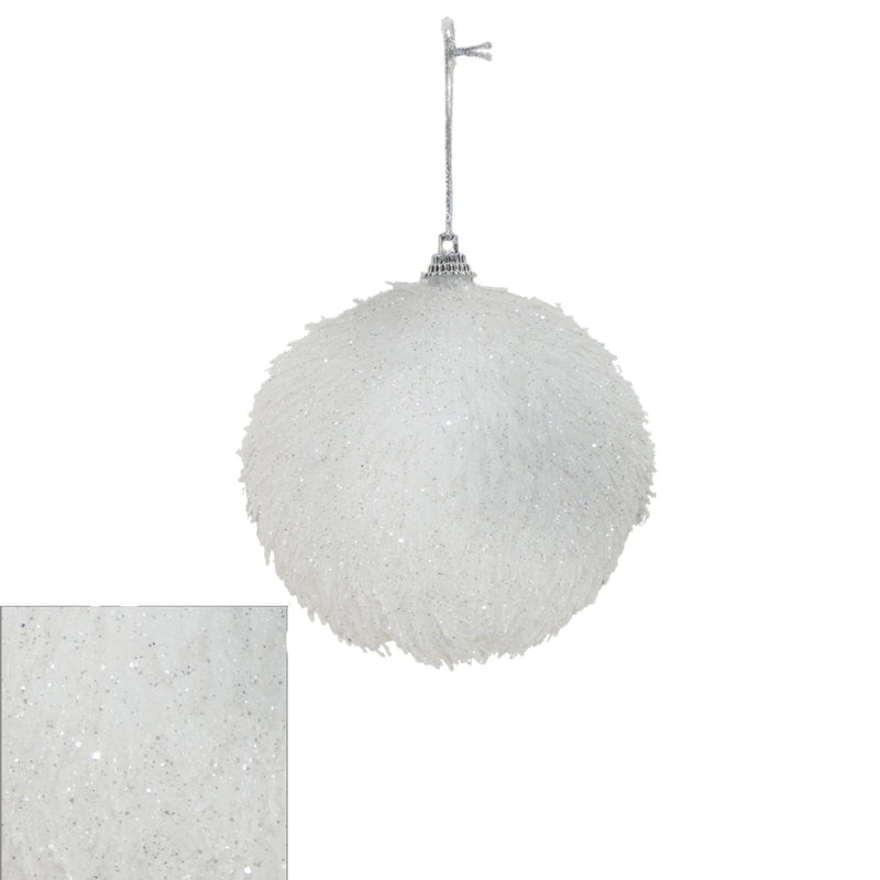 Glitter Effect Snowball Bauble White